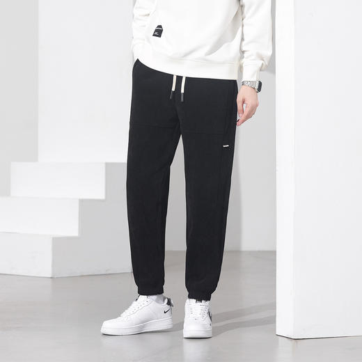 罗蒙秋冬休闲裤男士束脚裤阔腿版型六维弹力裤拼接款时尚百搭长裤 商品图3