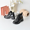 经典鲨2025冬专柜新品羊皮革圆头黑色加绒轻便中粗跟短靴女KW55-558051 商品缩略图1