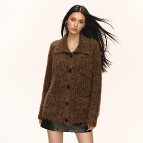 Ariseism 美式复古翻领开衫毛衣外套女秋季新款上衣
