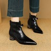 【预售5天】秋冬新款牛皮时尚格纹中粗跟靴子气质通勤时装靴女加绒尖头短靴DB&M6607 商品缩略图1