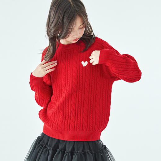 棵初爱心绞花毛衣801K258088CD 商品图1