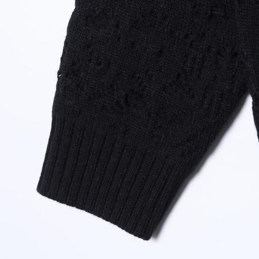 24309SDSA男士秋冬新款痞帅男装潮牌简约纯色勾破圆领毛衣慵懒风针织衫 商品图3