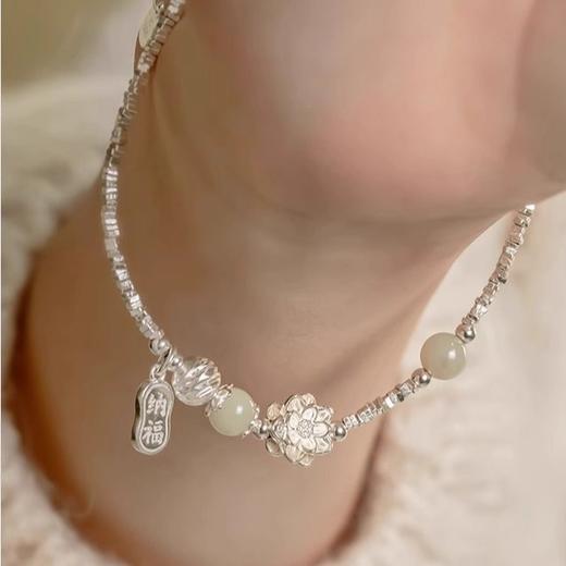 【福运莲莲】999纯银爱莲说碎银手串福牌手链【JHY-A000253Y】 商品图3