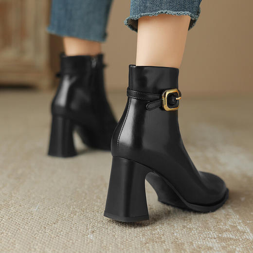 【预售5天】时装靴百搭气质，粗跟牛皮瘦瘦靴HP&A2568 商品图2