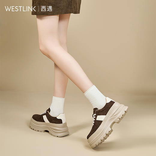 西遇厚底德训鞋女新款秋季韩版美拉德增高7cm松糕鞋运动鞋V0057179 商品图3