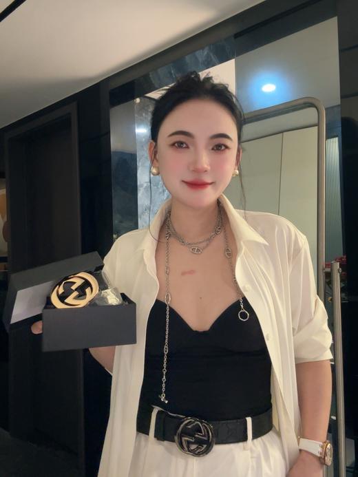 古家双G 平滑扣皮革皮带男女同款 商品图8