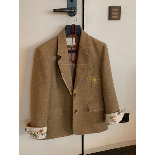 过年停发！大年初十发货！【落日沙丘 毛呢羊毛西装外套】老钱风羊毛呢西装外套 复古提花袖 质感版型佳 商品图0