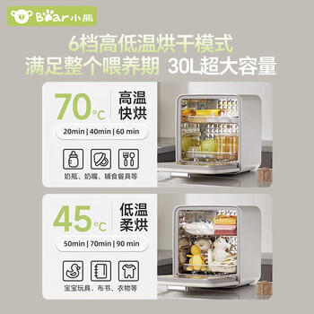 小熊（Bear）消毒柜 奶瓶消毒器带烘干 婴儿紫外线消毒器36灯珠30L 净立方Max+ 商品图4