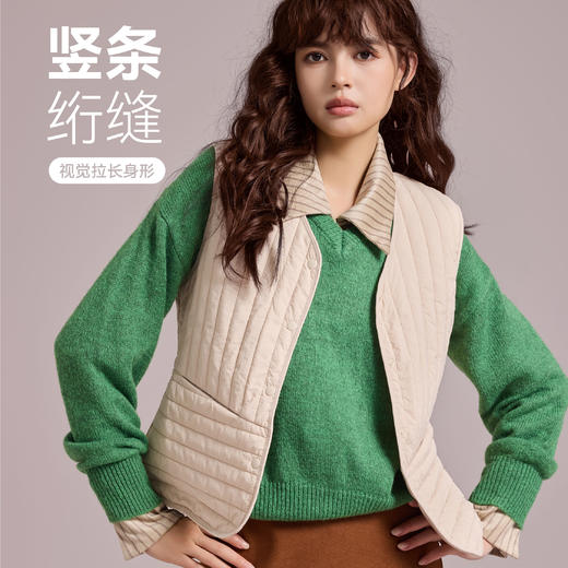 女士竖条纹羊毛马甲女士背心【YM7382】 商品图2