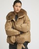 Yves Salomon - DOWN JACKET MADE WITH LORO PIANA FLANNEL/FOX - MACADAMIA - 女装 - 羽绒服 - 夏威夷果棕 商品缩略图1