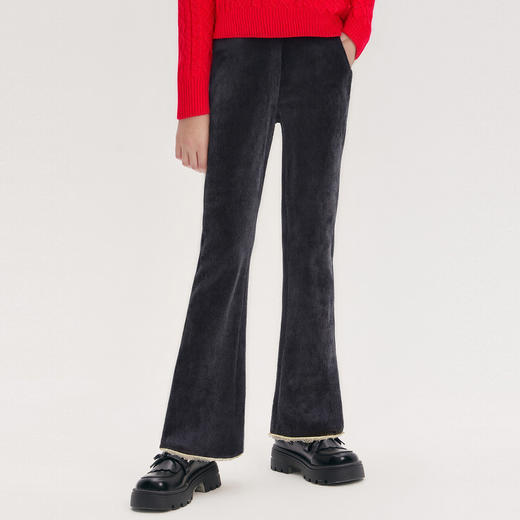 笛莎Deesha 童装女童裤子2025冬新款甜美蕾丝边喇叭裤 商品图0