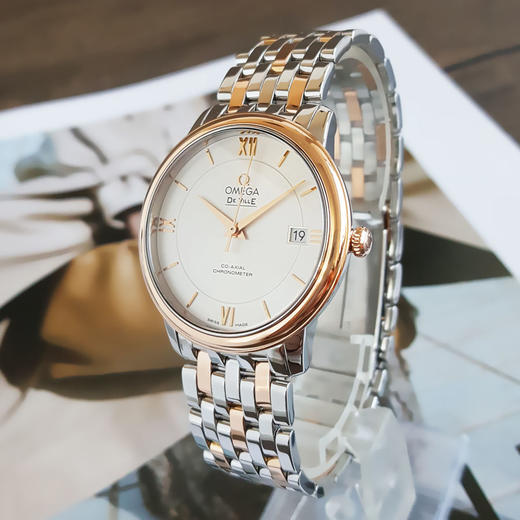 【95新】OMEGA 欧米茄424.20.37.20.02.002天文台认证自动机械机芯日期显示碟飞系列37MM（男款）精钢/18K玫瑰金161025TH02 商品图2