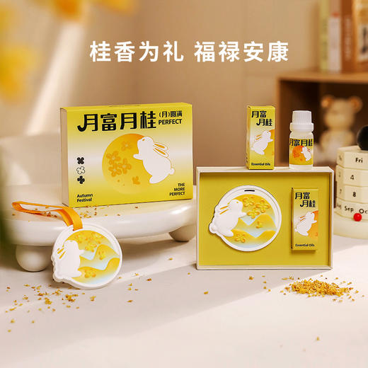 「月发富桂·礼盒装」中秋节石膏香薰礼盒衣柜月兔香挂居家日用室内车载扩香石伴手礼品 商品图2