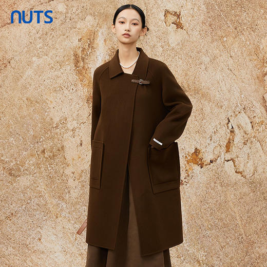 NUTS商场同款冬季新品复古时尚保暖气质手工呢料长外套女4491511A1 商品图3