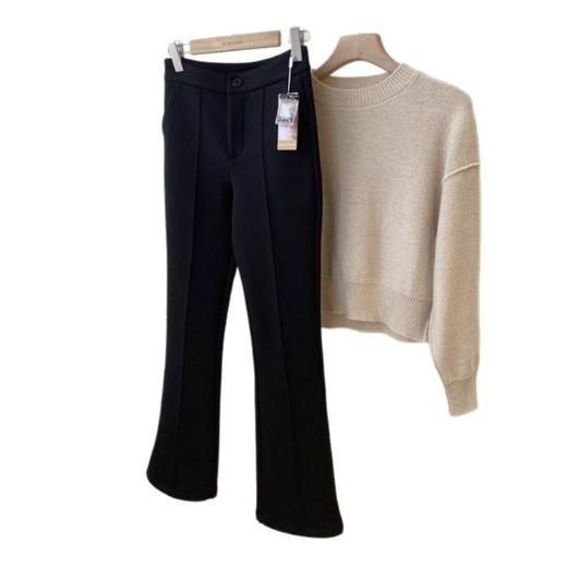 神裤！一秒挺括！2025显瘦高腰羽绒纱黑色喇叭裤加绒小黑裤女冬新款！ 商品图4