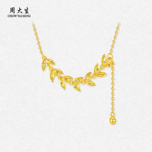 周大生黄金麦穗项链女款5G足金风吹麦浪套链爆闪麦穗送女朋友礼物 商品图0