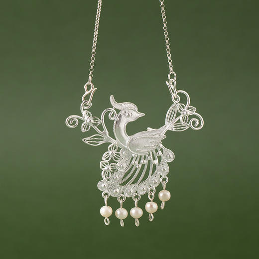 【林栖设计小店】淡水珍珠吊坠项链花丝银器银925设计感2025秋冬新款配饰2954160 商品图2