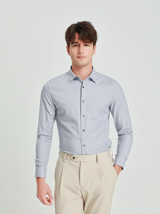 callisto蓝色小千鸟格纹长袖衬衫 商品图2