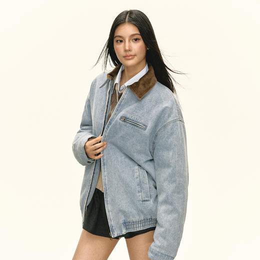 Ariseism 美式复古牛仔棉服外套女冬季新款保暖外套 商品图1