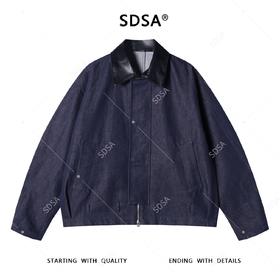 2176SDSA男士秋冬新款痞帅男装极简风拼皮拉链夹克外套百搭港风时尚