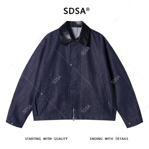 2176SDSA男士秋冬新款痞帅男装极简风拼皮拉链夹克外套百搭港风时尚 商品图0