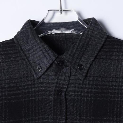 3060SDSA秋冬新款痞帅男装韩版撞色格纹纽扣翻领长袖衬衫百搭针织衬衣 商品图2