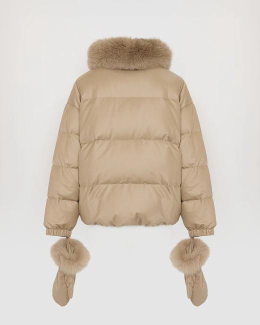Yves Salomon - DOWN JACKET MADE WITH LORO PIANA FLANNEL/FOX - DUNE - 女装 - 羽绒服 - 沙色 商品图1