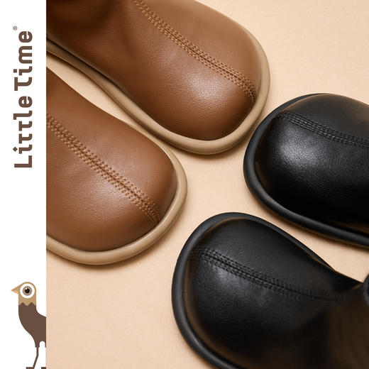 littletime女童皮靴2025秋冬新款儿童洋气牛皮时装靴女软底短靴 商品图2