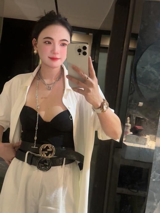 古家双G 平滑扣皮革皮带男女同款 商品图3