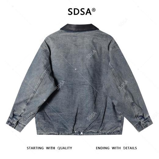 SDSA秋冬新款痞帅男装简约时尚拼皮翻领纽扣夹克外套小众设计百搭 商品图4