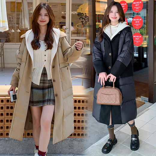 奢姿大码女装2025冬季胖妹妹时尚连帽长款羽绒服气质保暖显瘦外套7354300243 商品图2