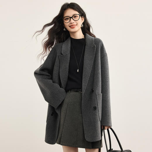 【10/29新品】熙世界知识分子风毛呢半身裙女高腰复古a字百褶短裙2025秋冬新款 商品图4