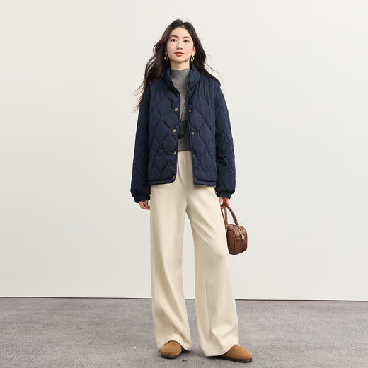【年货节】熙世界两面穿格纹羽绒棉服女2025冬季新款复古立领保暖棉衣短外套 商品图1