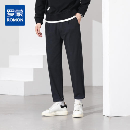 【绵羊毛系列】罗蒙秋冬男士休闲裤撞色袋布时尚立体剪裁舒适百搭长裤子 商品图0
