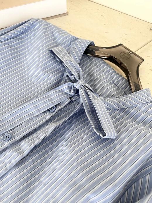 蓝色条纹蝴蝶结绑带衬衫 | 清新又显白，自带一种静谧的文艺感【3-5天发货】 商品图6