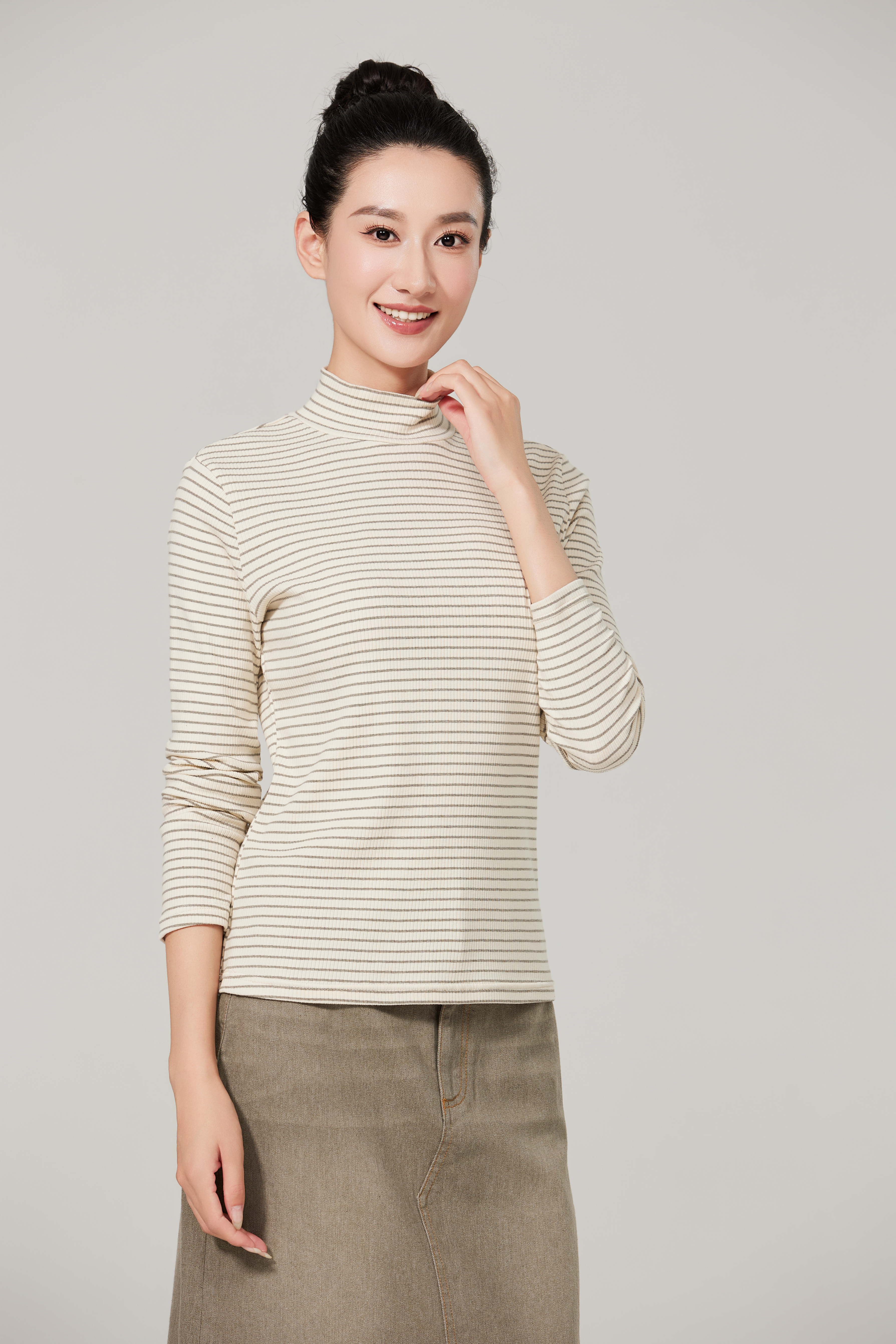 【素道】有机棉女士打底衫(薄款 )  小高领 长袖女士上衣 修身打底衫  秋冬内搭 亲肤舒适 百搭 贴身保暖  [漳州仓]