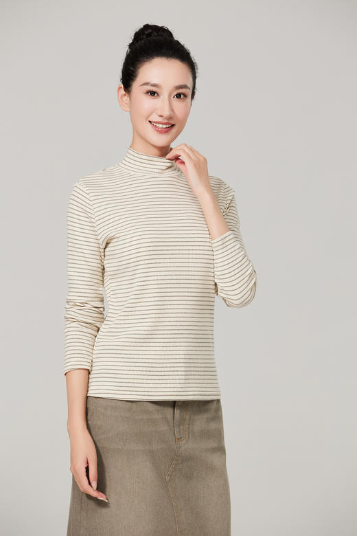 【素道】有机棉女士打底衫(薄款 )  小高领 长袖女士上衣 修身打底衫  秋冬内搭 亲肤舒适 百搭 贴身保暖  [漳州仓] 商品图0