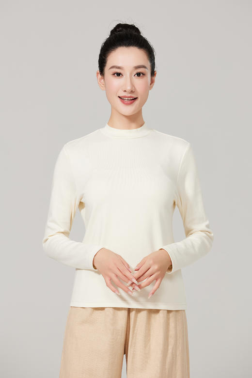 【素道】有机棉女士打底衫(厚款 )  小半领子 长袖女士上衣 修身打底衫  秋冬内搭 亲肤舒适 百搭 贴身保暖  [漳州仓] 商品图0