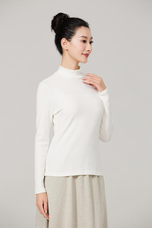 【素道】有机棉女士打底衫(薄款 )  小高领 长袖女士上衣 修身打底衫  秋冬内搭 亲肤舒适 百搭 贴身保暖  [漳州仓] 商品图4