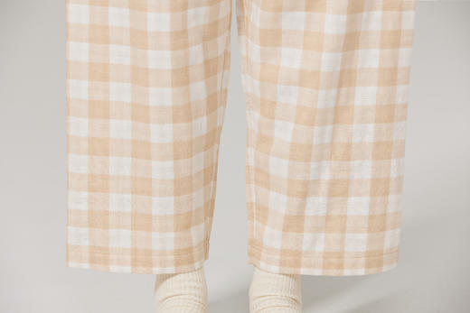 【素道】有机棉纱布上衣 有机棉纱布长裤   男士女士同款 棕色/棕白格 天然有机彩棉无荧光剂 无静电 安全 健康[漳州仓] 商品图9