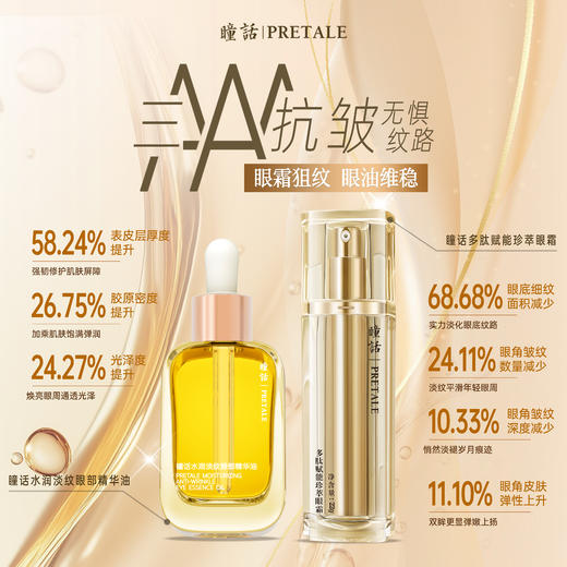 【升级套盒眼霜+眼油】马应龙瞳话爱眼礼盒 多肽赋能珍萃眼霜+小金砖眼油组合 （额外燕麦肽眼霜5g*4支+眼膜6对*2盒包装随机） 商品图5