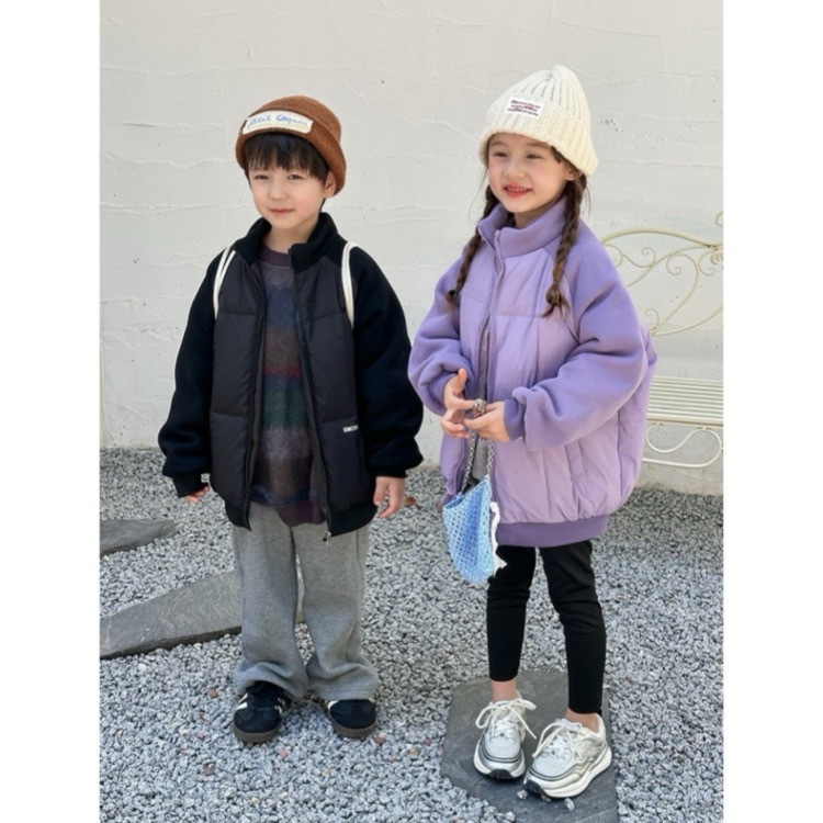 半高领拼接羽绒服