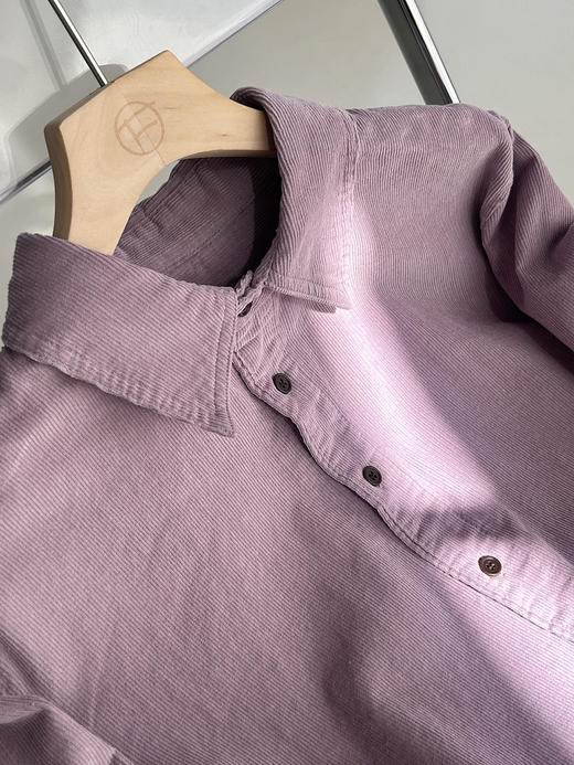「秋日来信」香芋紫全棉灯芯绒衬衣，绝美显白穿搭，将浪漫与温柔定格【3-5天发货】 商品图3