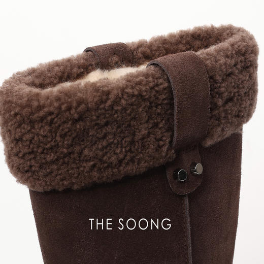 THESOONG"御寒毛绒靴"经典牛反绒内里羊毛保暖绒面高筒靴HWXZ8091 商品图2