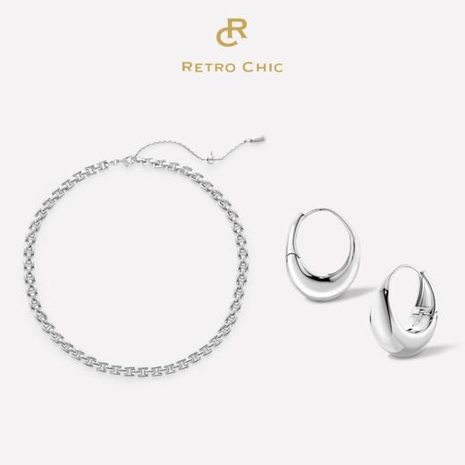 【网球职业运动员李娜&张予曦同款】Retro Chic | 小水滴金/银圈耳环&罗马链条项链套装 商品图5