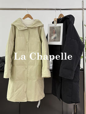 会员福利【90%绒子/官网2k+】拉夏贝尔/La Chapelle高奢！行走的羽绒被方格连帽中长款羽绒服外套