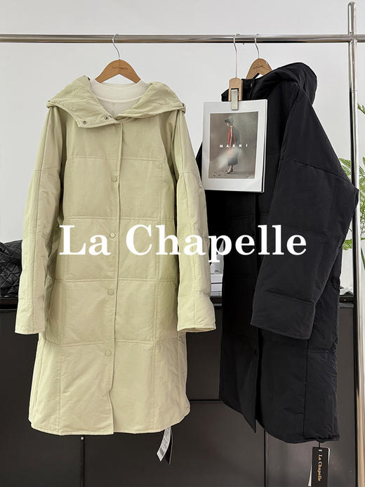 专柜实拍【90%绒子/官网2k+】拉夏贝尔/La Chapelle高奢！行走的羽绒被方格连帽中长款羽绒服外套 商品图0