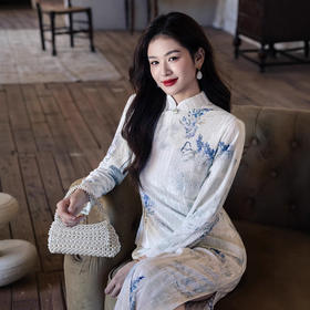 改良新中式绝美丝绒旗袍日常年轻款2025秋冬长款国风气质优雅显瘦