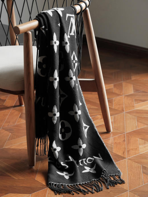 WJ04-驴家 提花织纹流苏饰边 绒线围巾 男女同款情侣款（QZ*MM） 商品图3