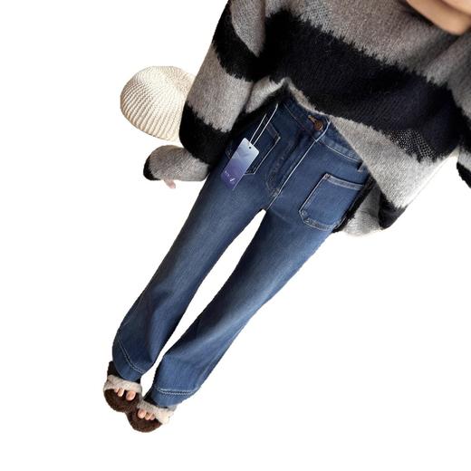 时髦精超模裤！2025秋冬季微喇裤女薄绒保暖显瘦显腿长牛仔裤! 商品图4